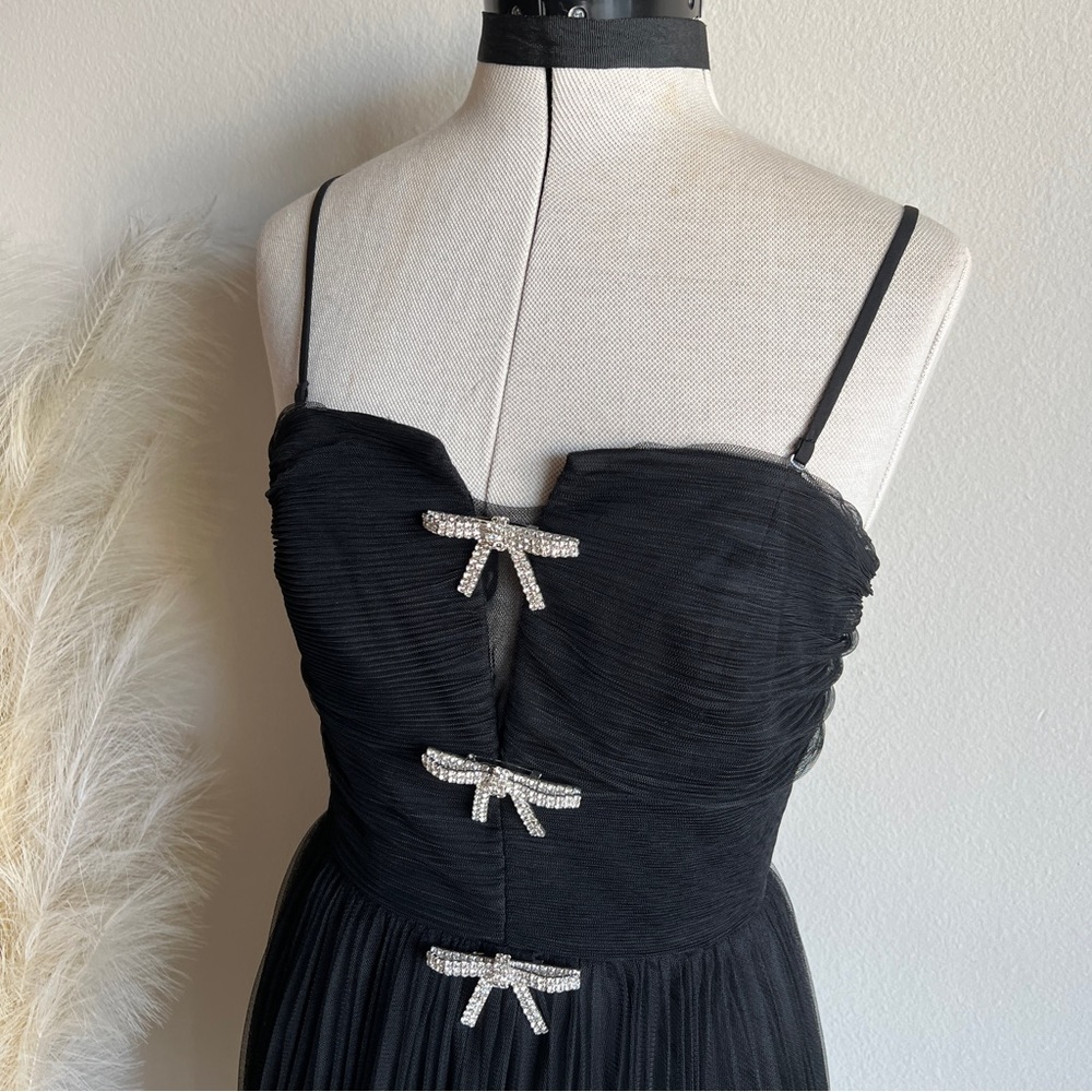 NWT Lucy Paris Black Tulle Maxi Dress Gown - Picture 8 of 12